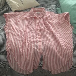 Madewell Pink Striped Button-Up Shirt